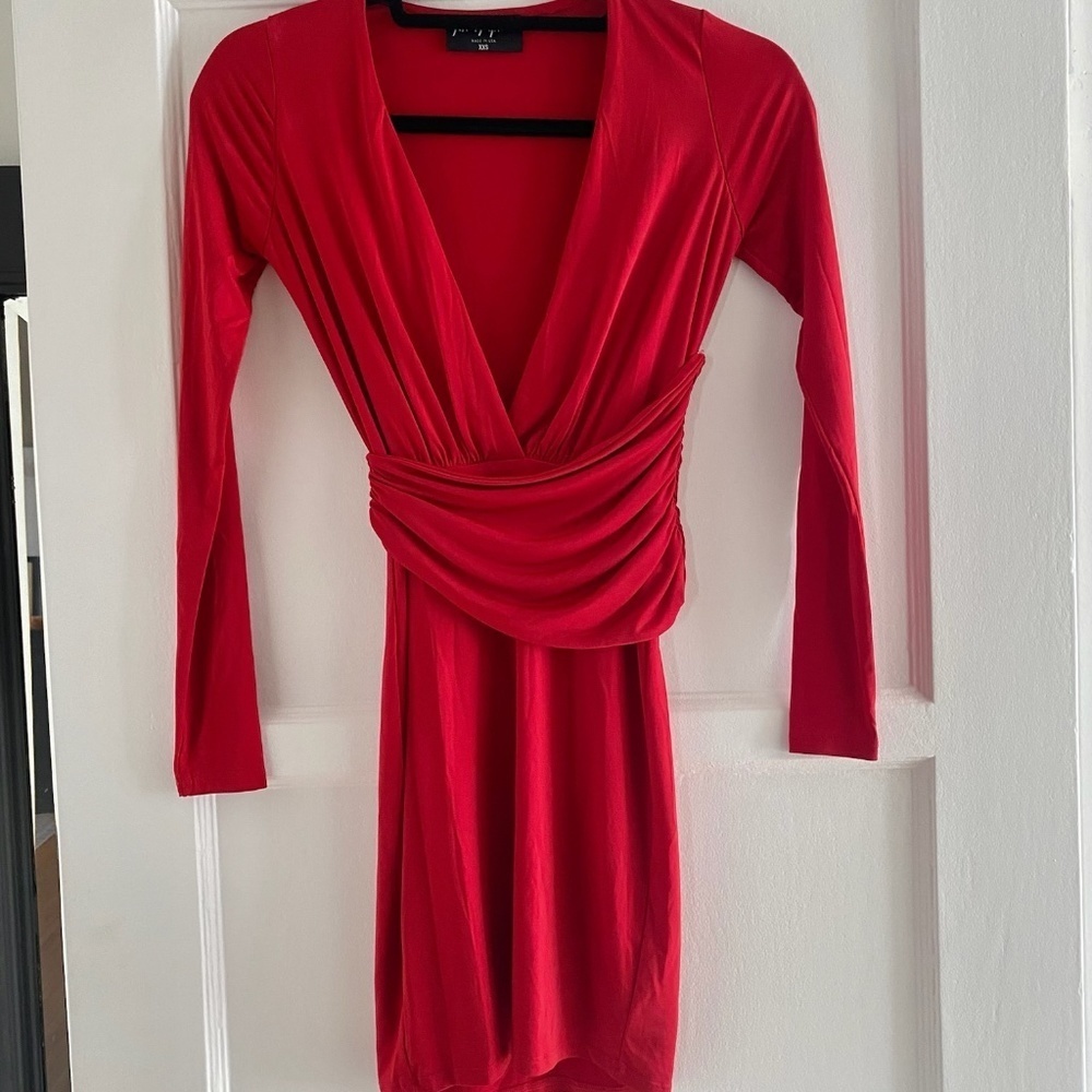 Long Sleeve Little RED Dress NWT #85 SZ XXS